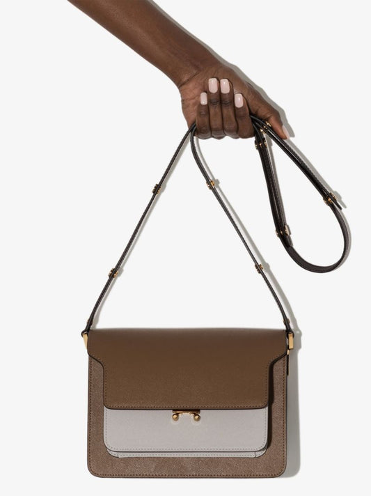 Brown Trunk Leather Shoulder Bag