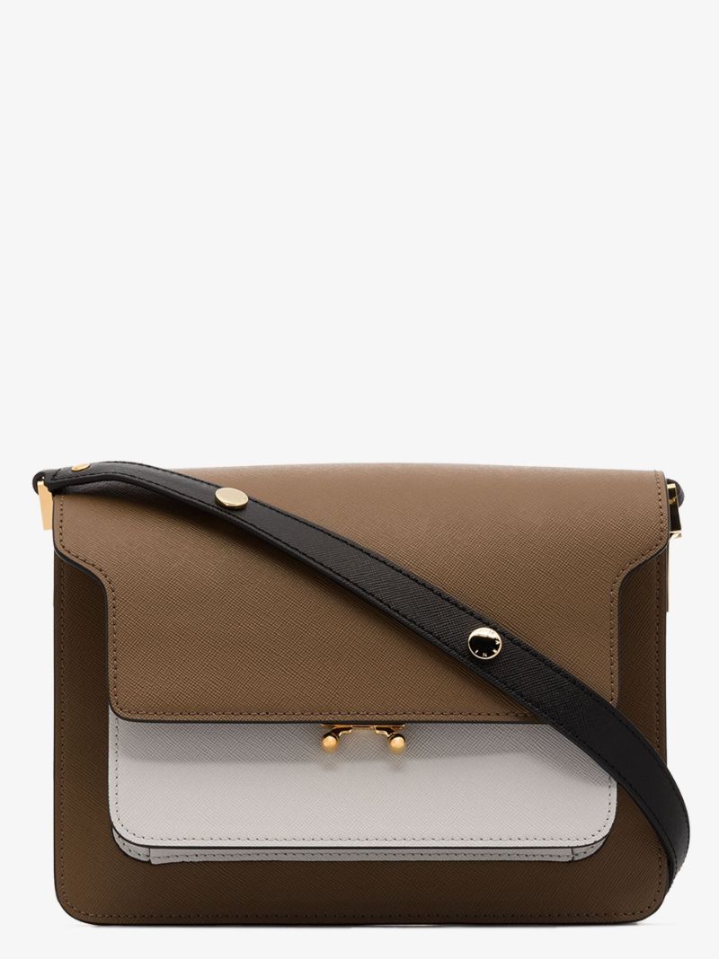 Brown Trunk Leather Shoulder Bag