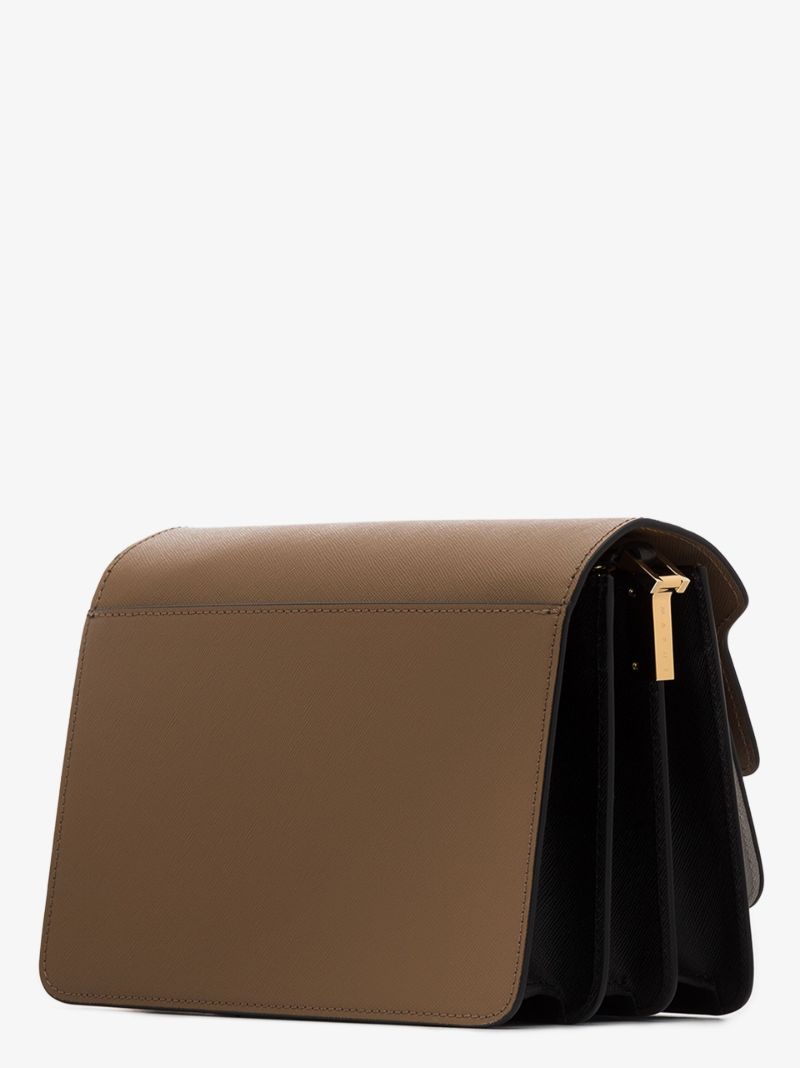 Brown Trunk Leather Shoulder Bag