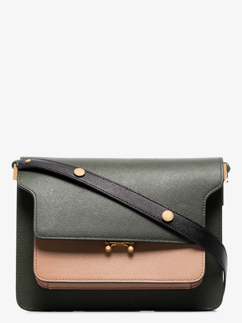 Green Trunk Leather Shoulder Bag