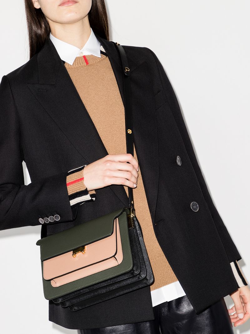 Green Trunk Leather Shoulder Bag