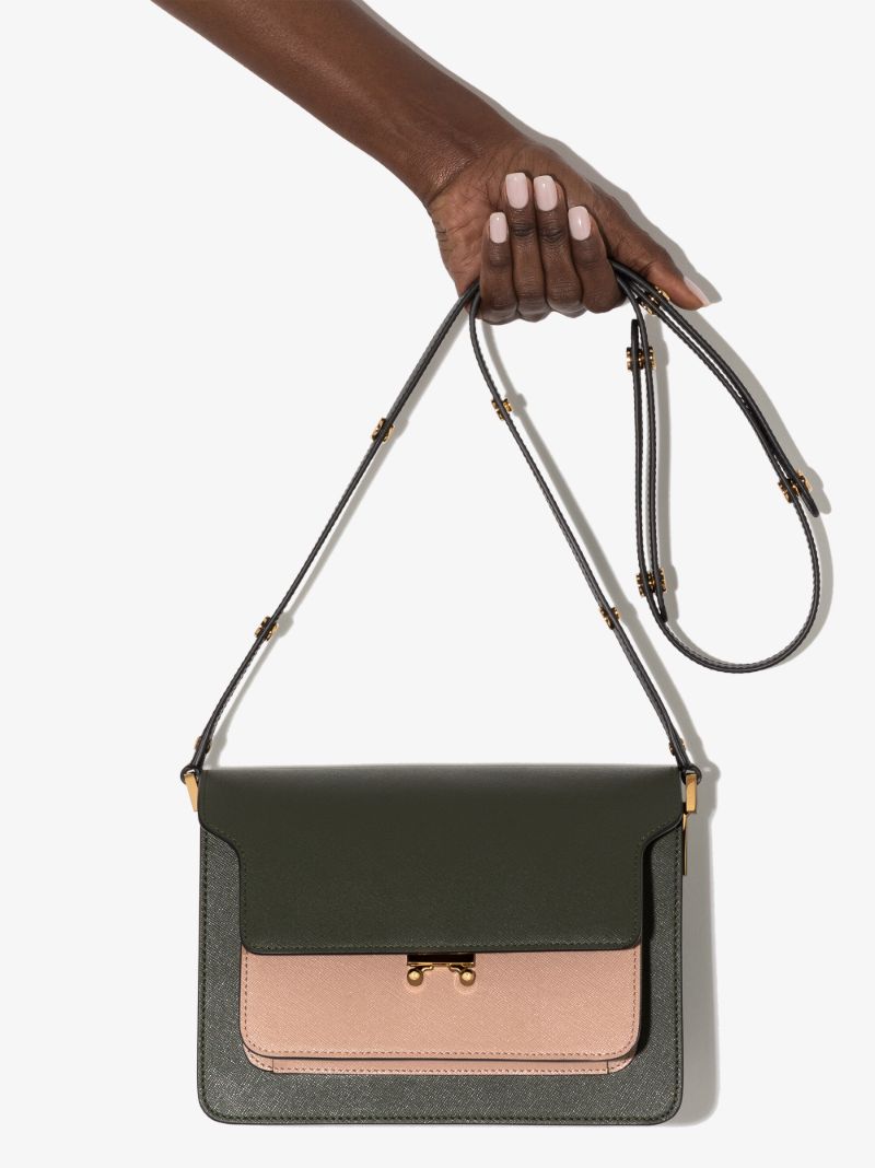 Green Trunk Leather Shoulder Bag
