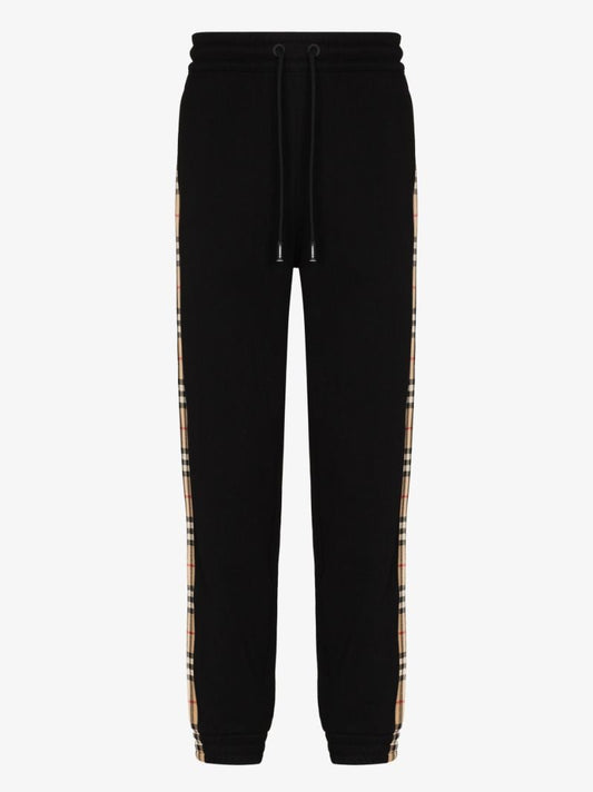 Black Vintage Check Stripe Track Pants