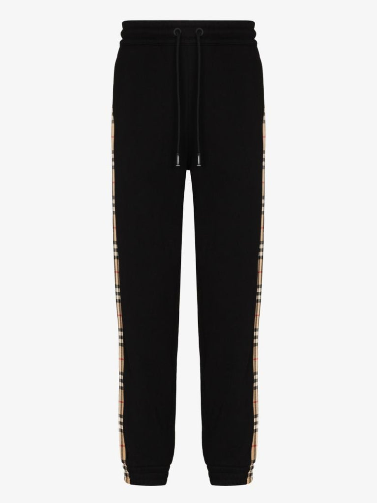 Black Vintage Check Stripe Track Pants