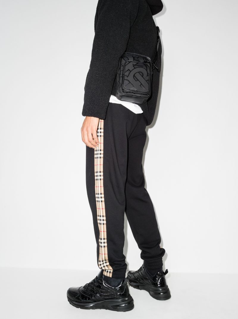 Black Vintage Check Stripe Track Pants