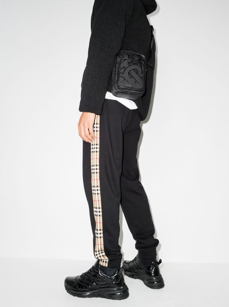 Black Vintage Check Stripe Track Pants