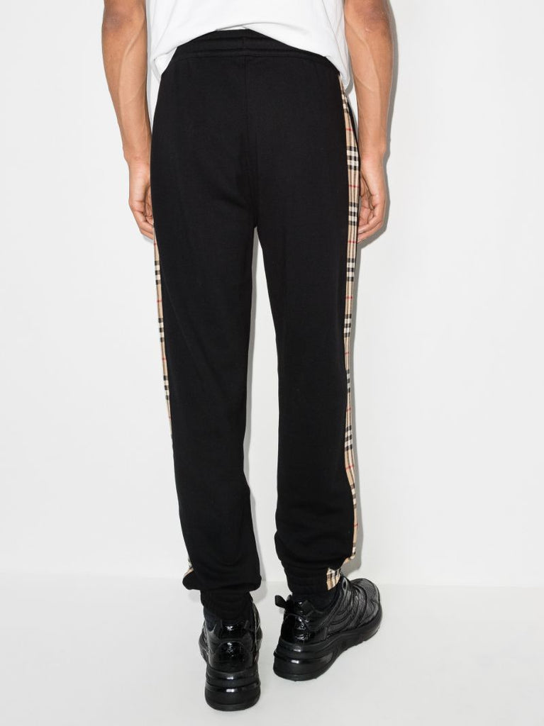 Black Vintage Check Stripe Track Pants