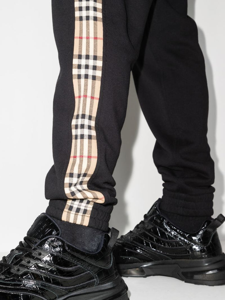 Black Vintage Check Stripe Track Pants