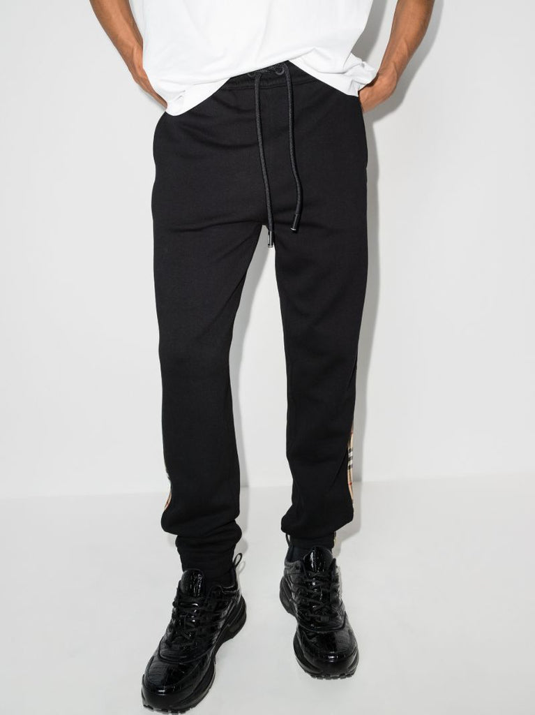 Black Vintage Check Stripe Track Pants