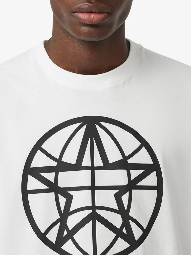 White Globe Star Print T-shirt