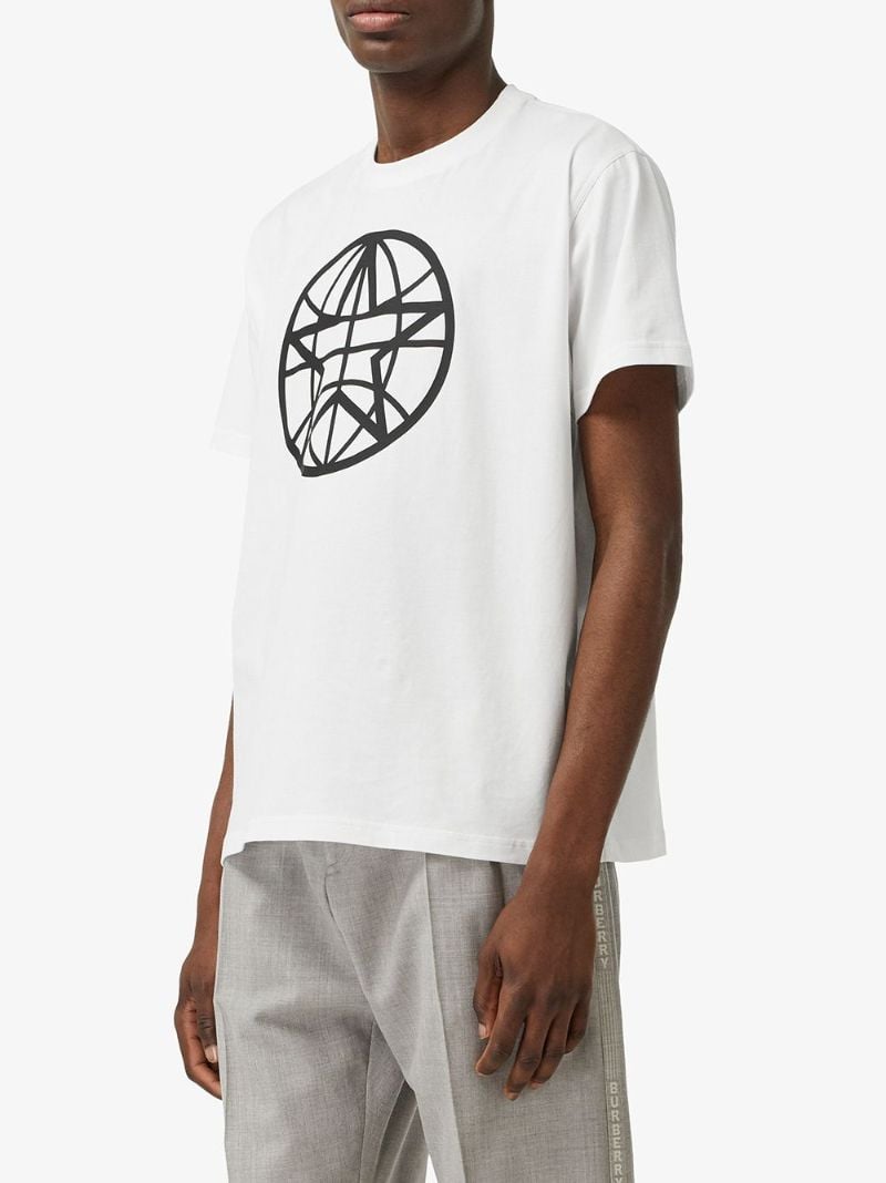 White Globe Star Print T-shirt
