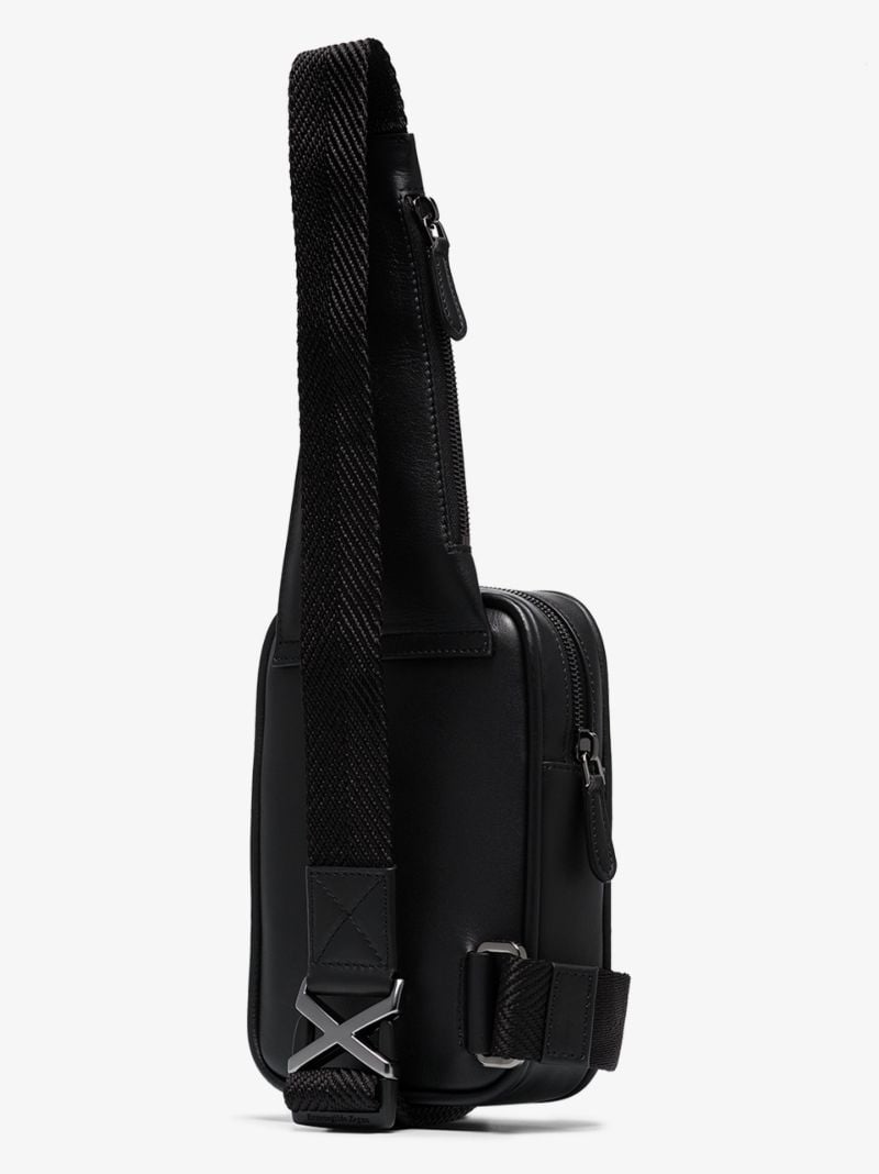 Black Cross Body Woven Leather Bag