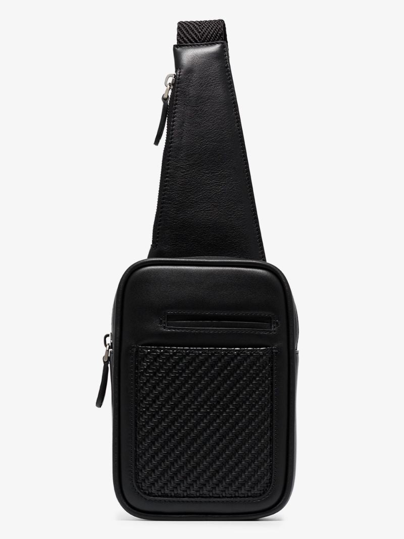 Black Cross Body Woven Leather Bag