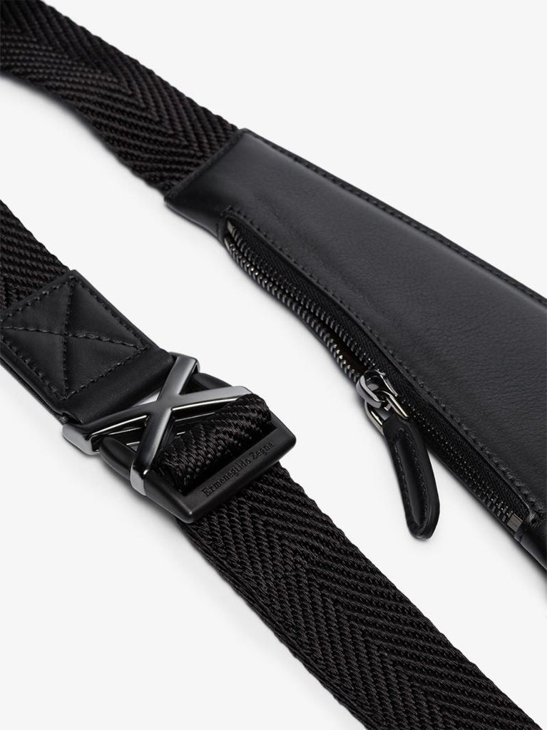 Black Cross Body Woven Leather Bag