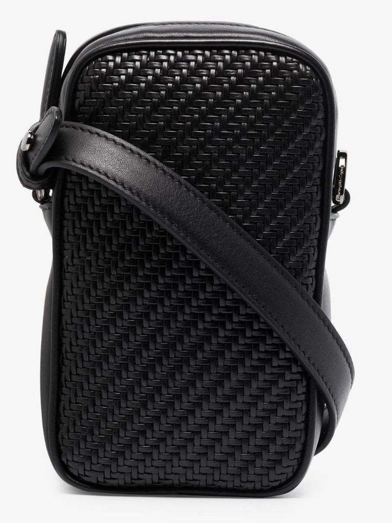 Black Pelletessuta Leather Cross Body Bag