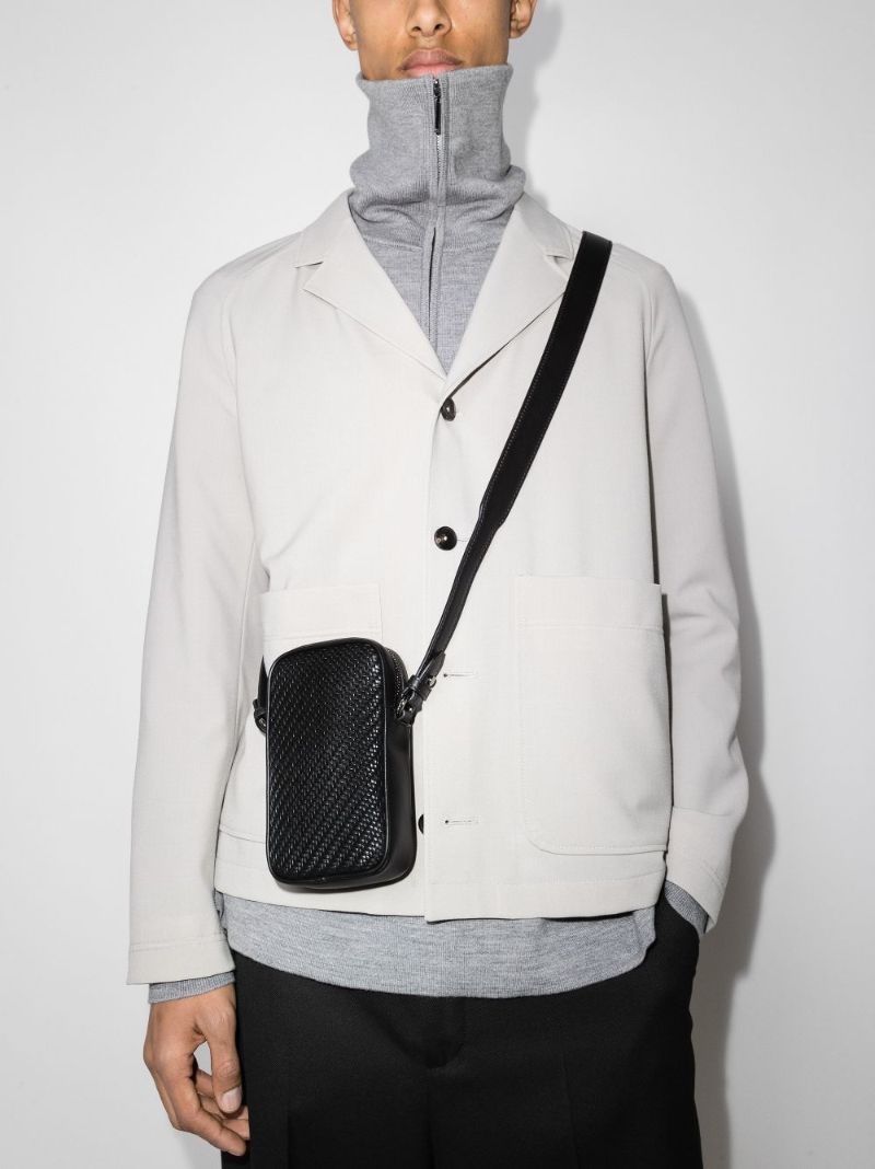 Black Pelletessuta Leather Cross Body Bag