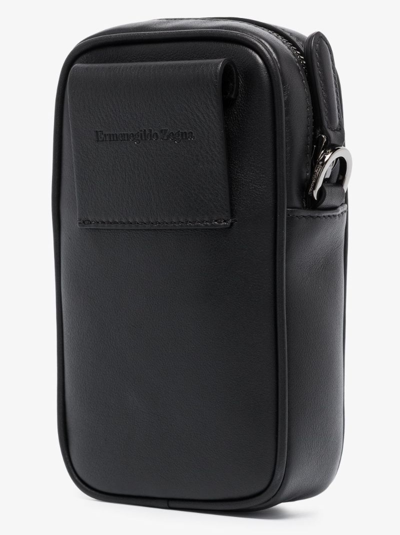 Black Pelletessuta Leather Cross Body Bag
