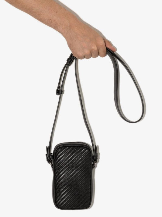 Black Pelletessuta Leather Cross Body Bag