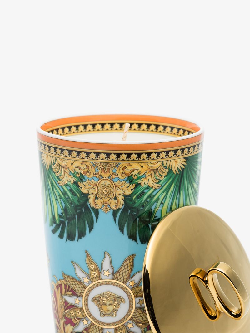 Blue Jungle Print Candle