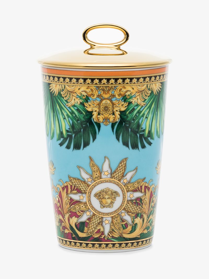 Blue Jungle Print Candle