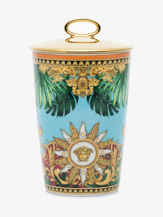 Blue Jungle Print Candle