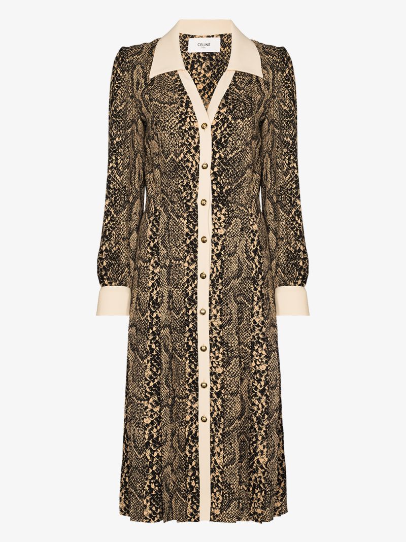 Snakeskin Print Shirt Dress