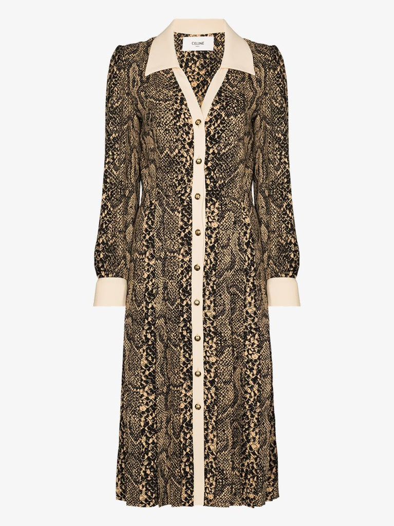 Snakeskin Print Shirt Dress