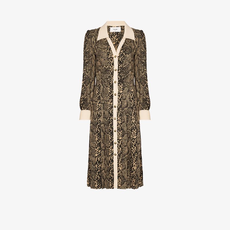 Snakeskin Print Shirt Dress