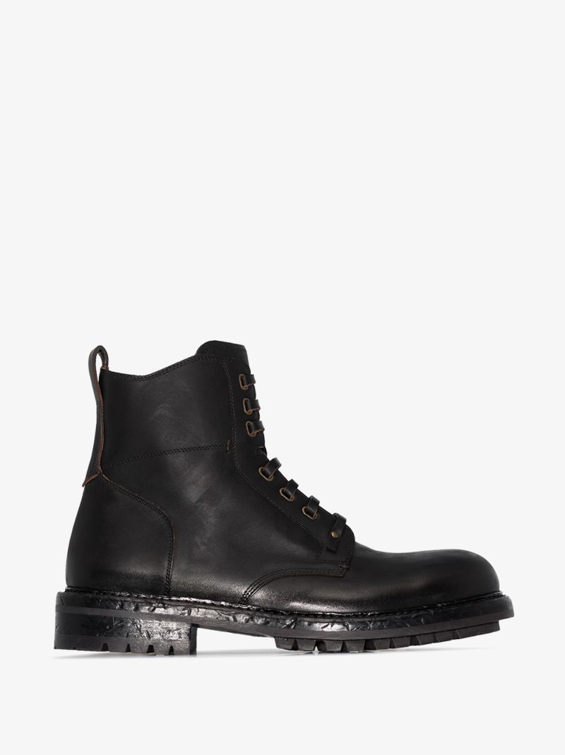 Black Hobnail Leather Ankle Boots