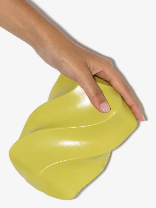Green the Whirl Leather Clutch Bag