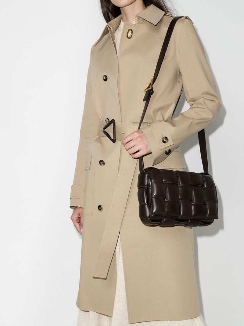 Brown Padded Cassette Leather Cross Body Bag
