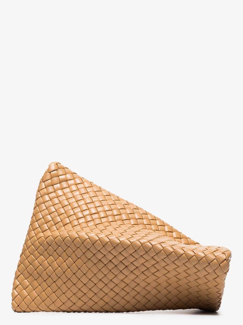 Beige the Crisscross Leather Clutch Bag