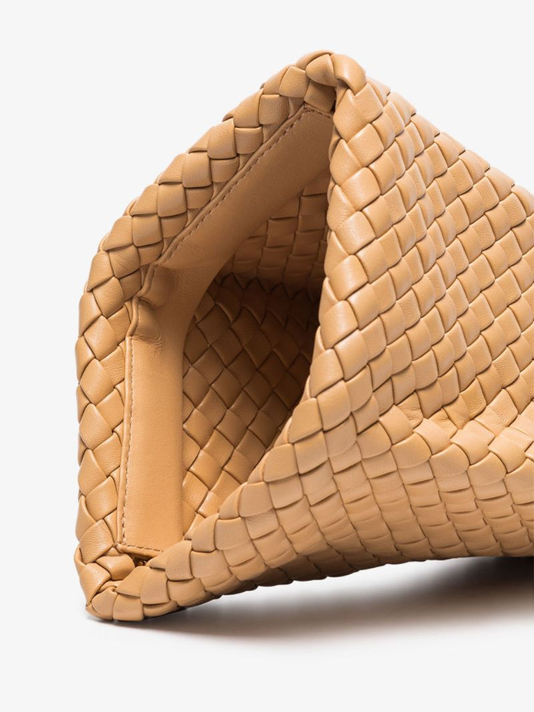 Beige the Crisscross Leather Clutch Bag