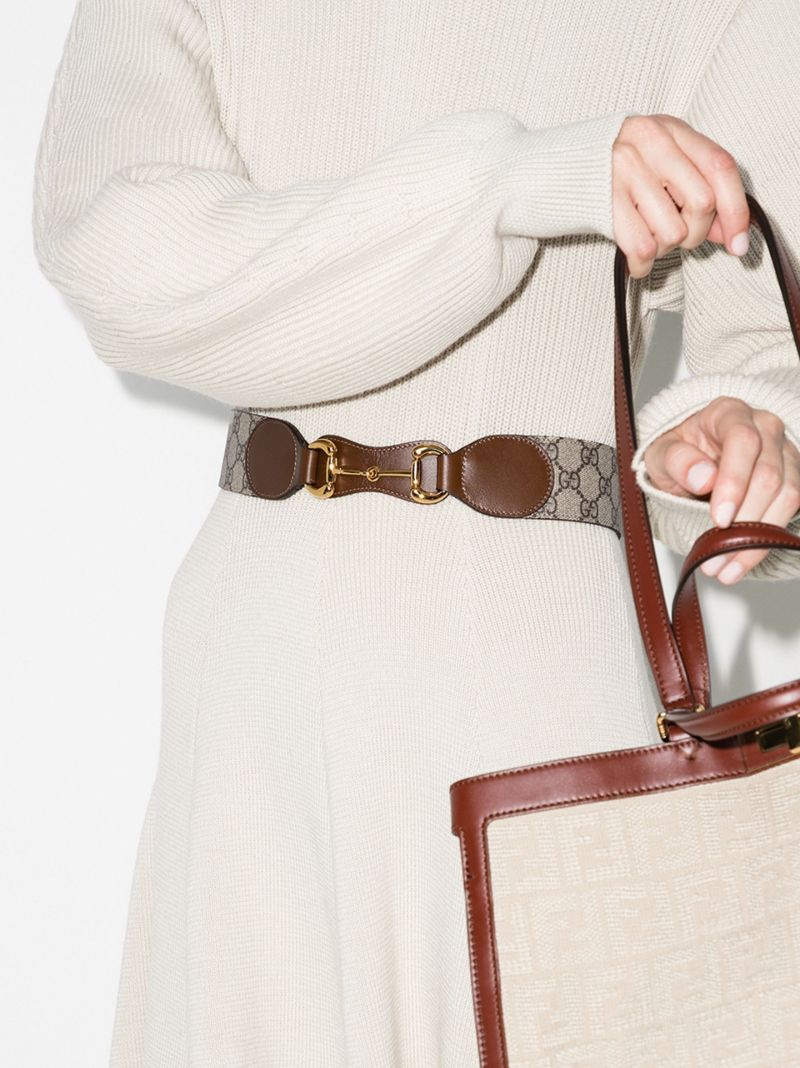 Brown Horsebit Gg Supreme Belt
