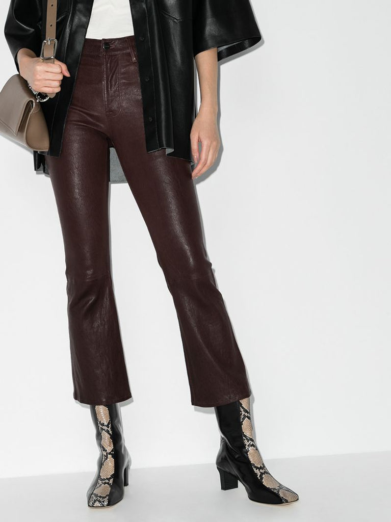 Le Crop Flared Leather Trousers