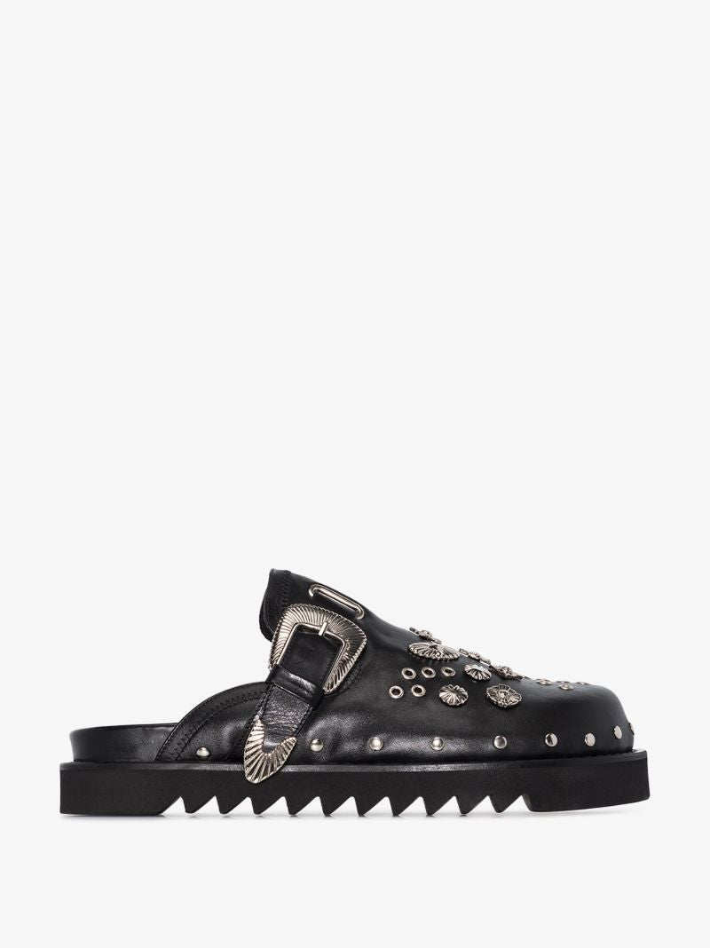 Black Studded Slip-on Leather Shoes