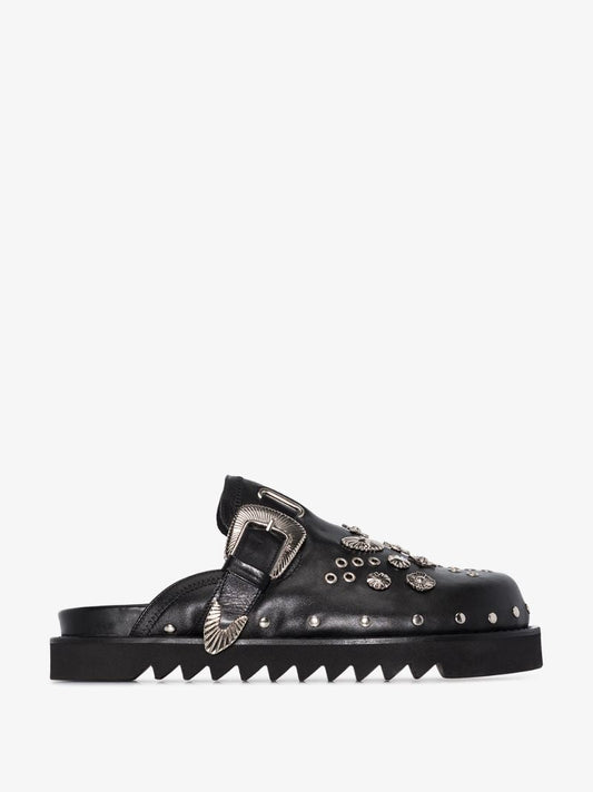 Black Studded Slip-on Leather Shoes