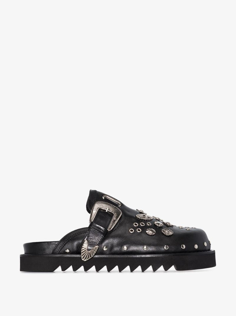 Black Studded Slip-on Leather Shoes