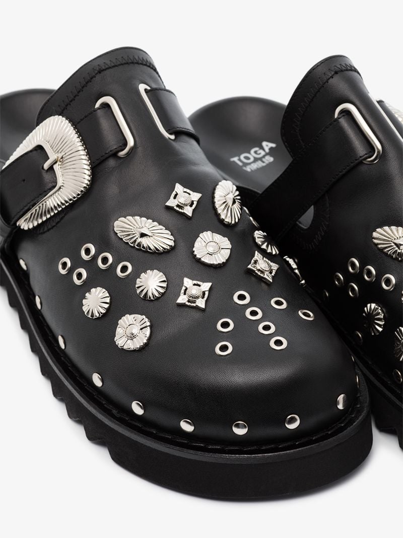 Black Studded Slip-on Leather Shoes