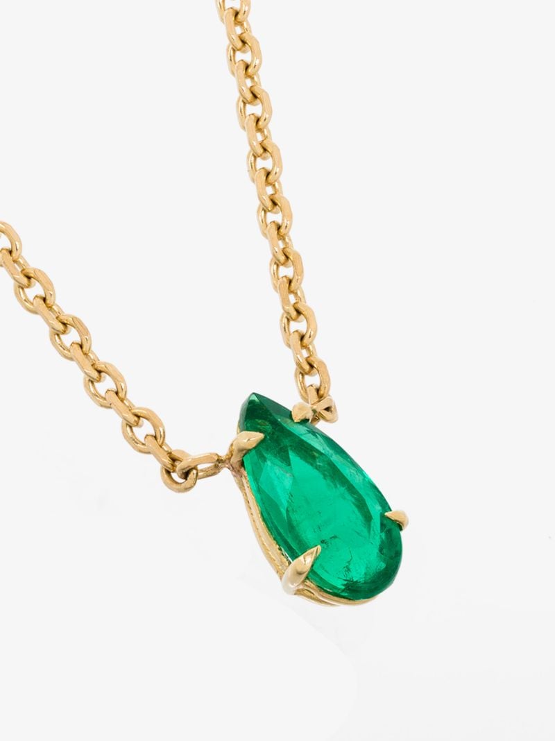 18k Yellow Gold Emerald Solitaire Necklace