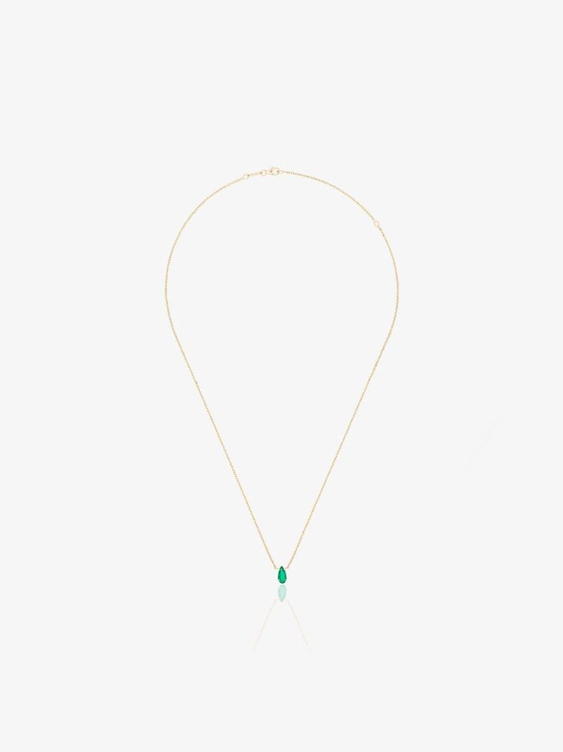 18k Yellow Gold Emerald Solitaire Necklace