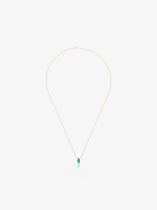 18k Yellow Gold Emerald Solitaire Necklace