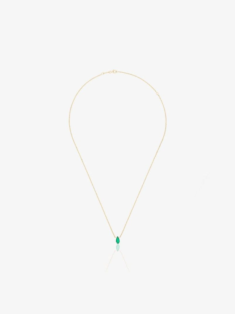18k Yellow Gold Emerald Solitaire Necklace
