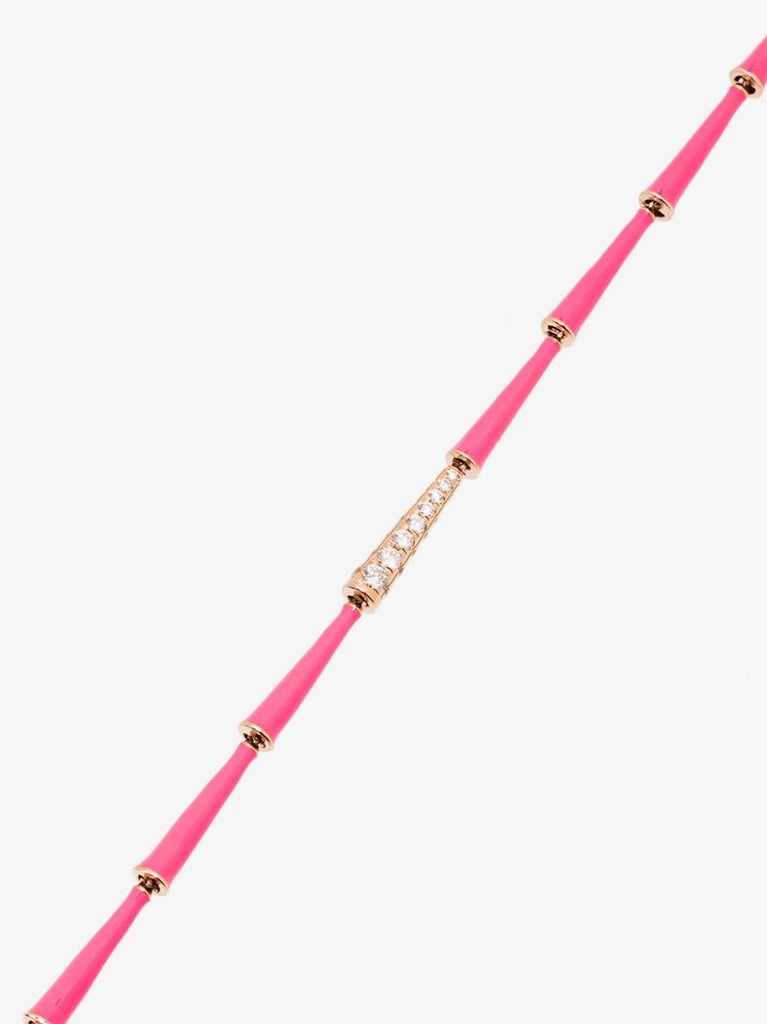 18k Yellow Gold Lola Diamond Enamel Link Necklace