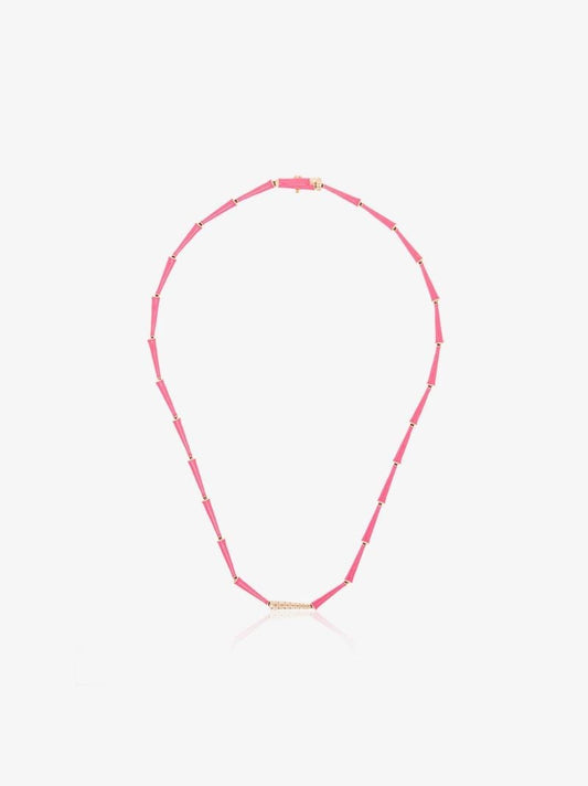 18k Yellow Gold Lola Diamond Enamel Link Necklace