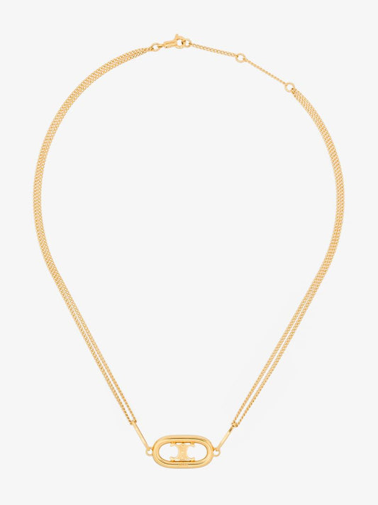 Gold Tone Logo Pendant Necklace