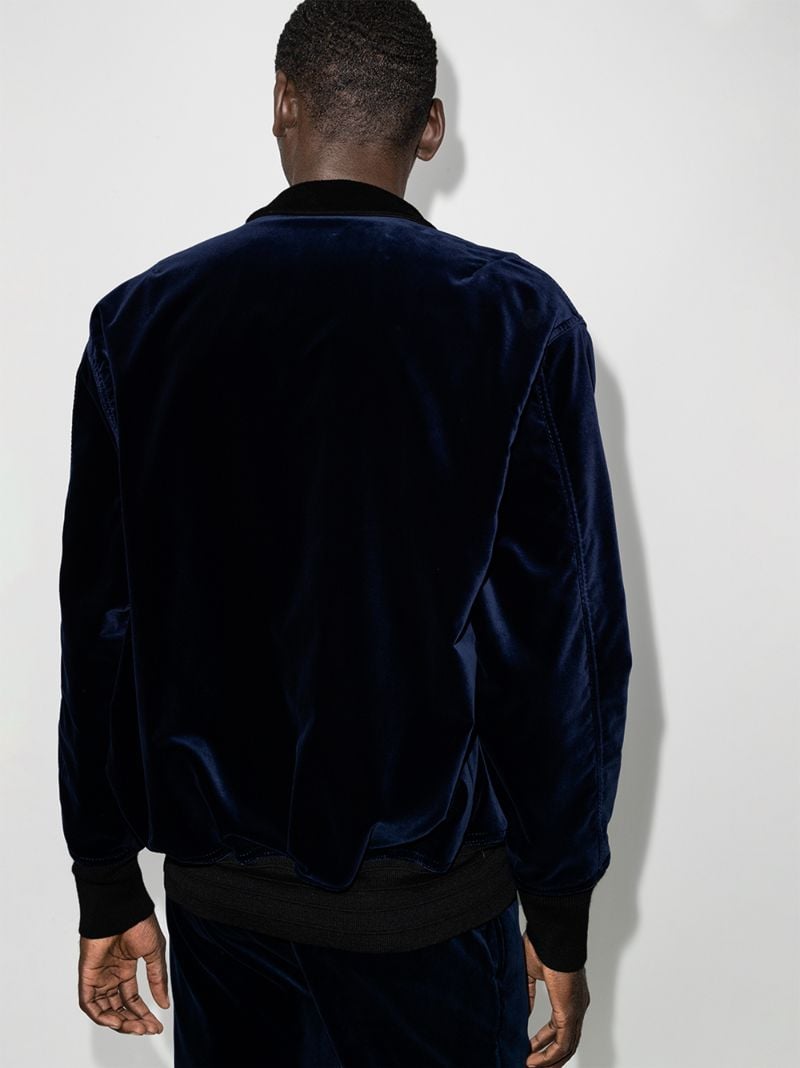 Panelled Wool and Velvet Bomber Jacket