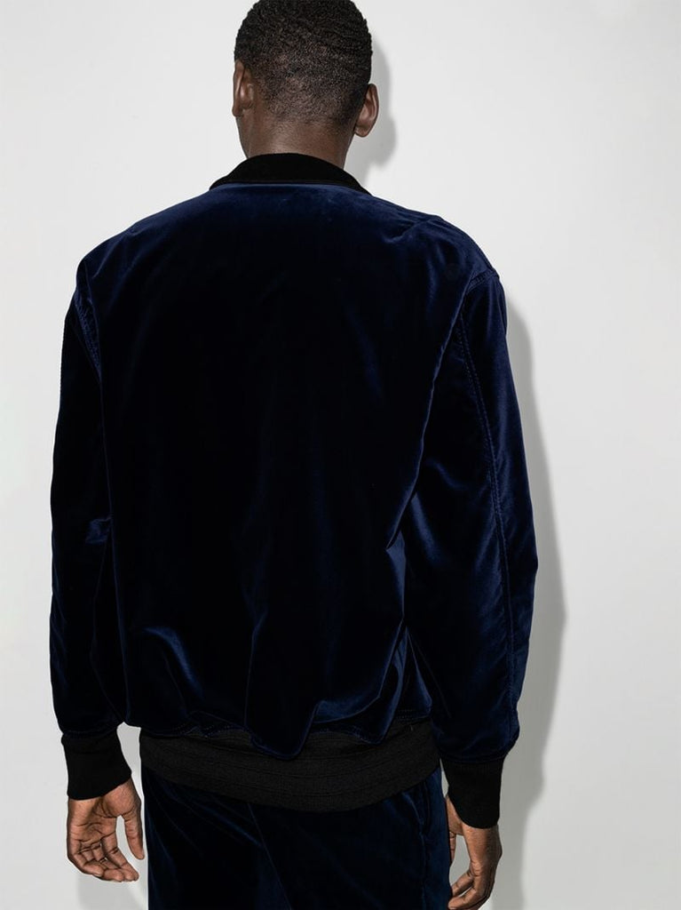 Panelled Wool and Velvet Bomber Jacket