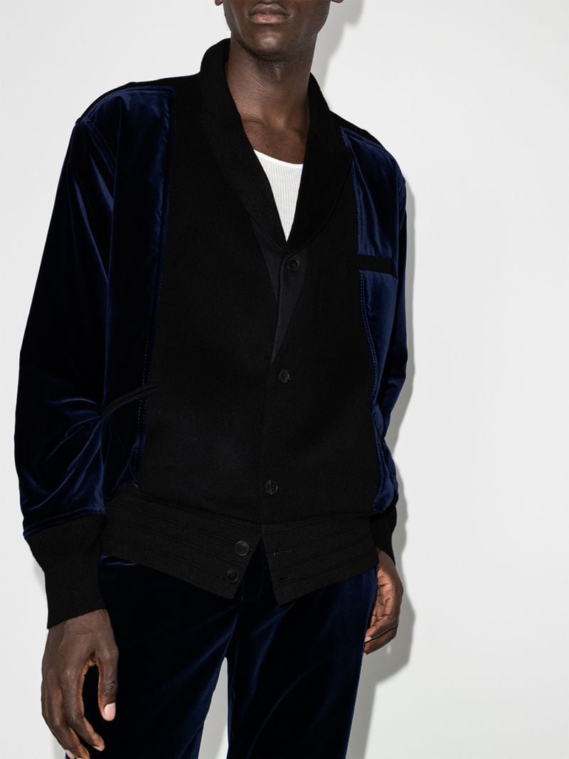 Panelled Wool and Velvet Bomber Jacket