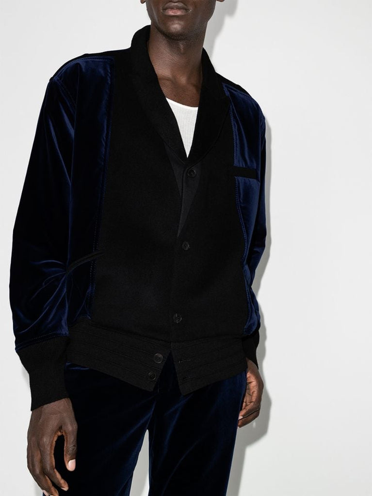 Panelled Wool and Velvet Bomber Jacket